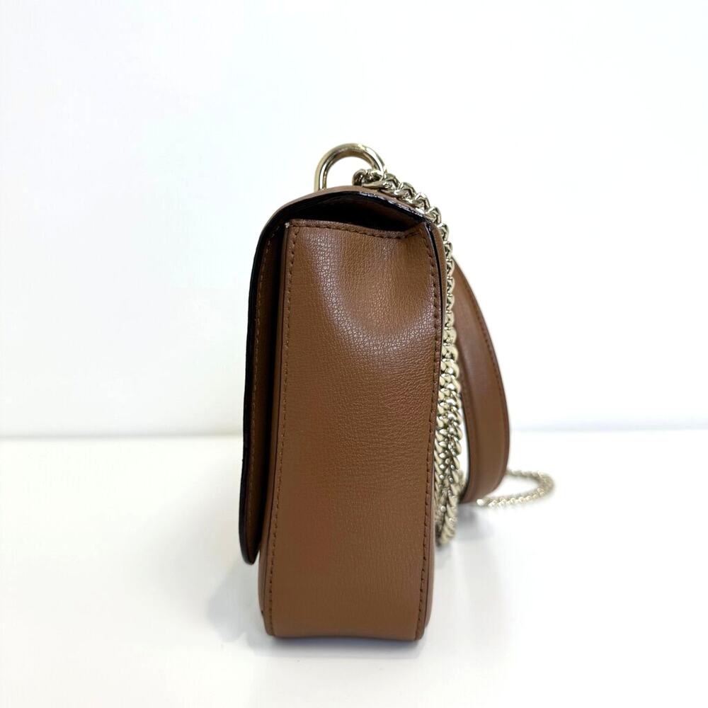 Jimmy Choo Brown Leather Crossbody Shoulder Bag Adjustable Gold Chain Crossbody - Picture 4 of 8
